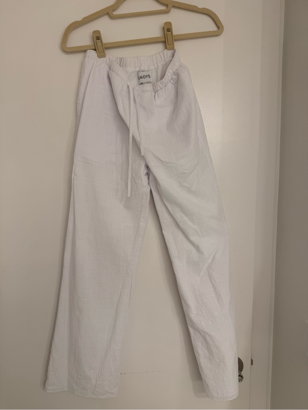 SNDYS White Drawstring Wide Leg Pants